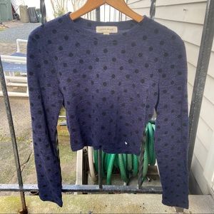 Navy Cropped Polka Dot Sweater